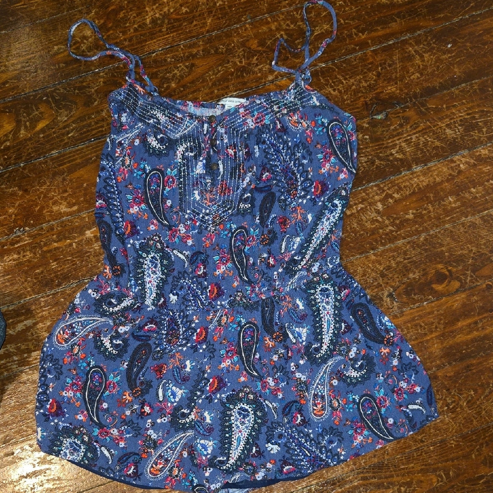 Blue Paisley Print Romper